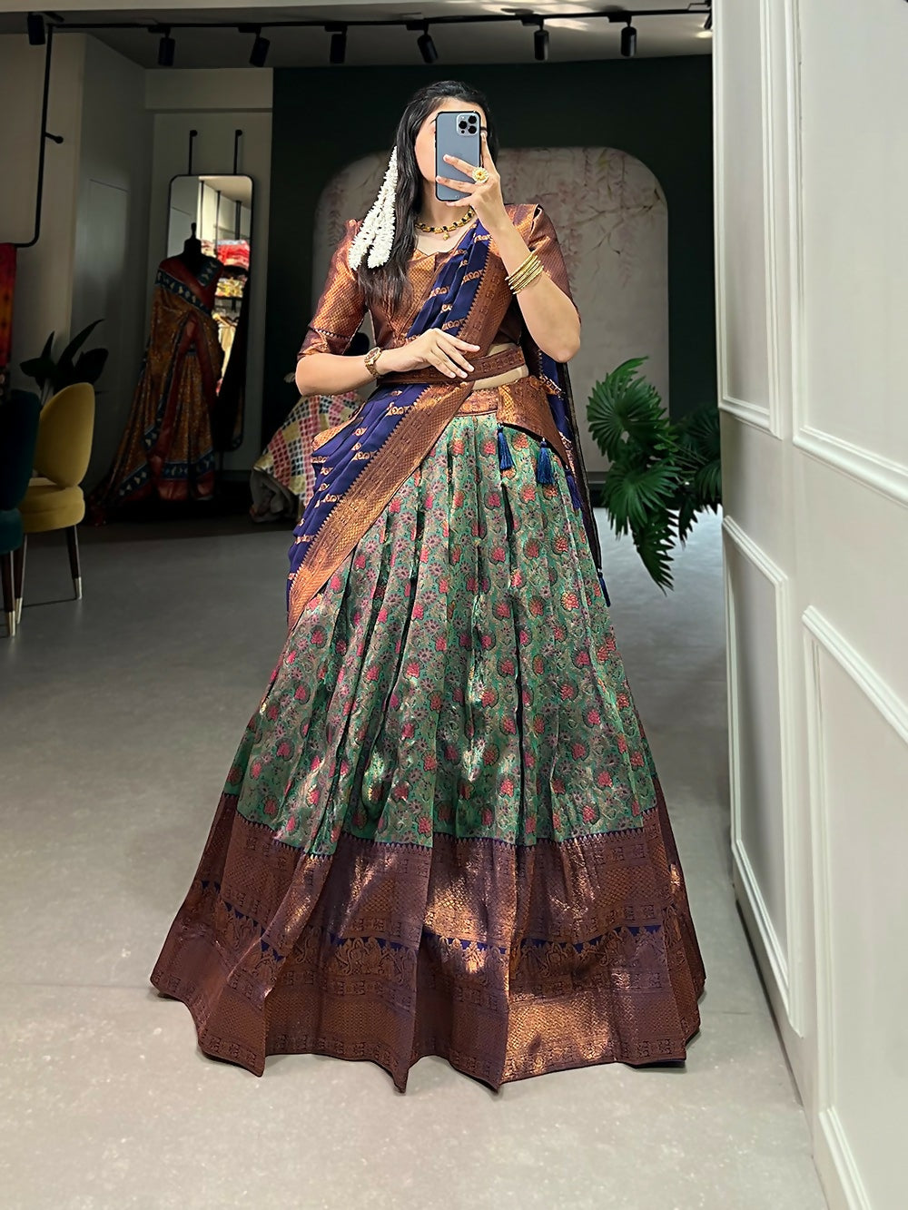 Vastranavya Specially Design To Wear In Wedding, Functions And Special Occasions Lehenga Choli - Navy Blue - Distacart