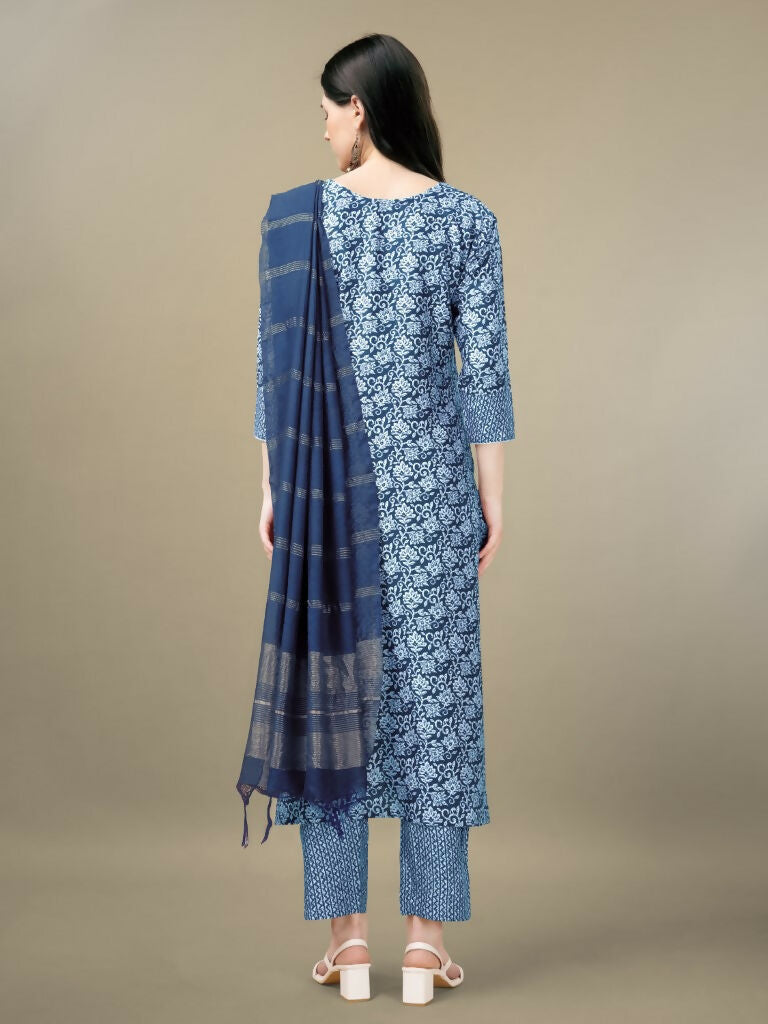 Jyoti Fashion Women's Light Blue Rayon Embroidery & Sequence work Kurta with Trouser & Dupatta - Distacart
