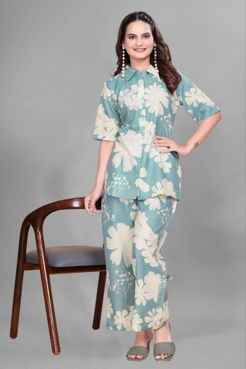 Preksha Creation Cotton Floral Print Kurta Set Co-Ord Set