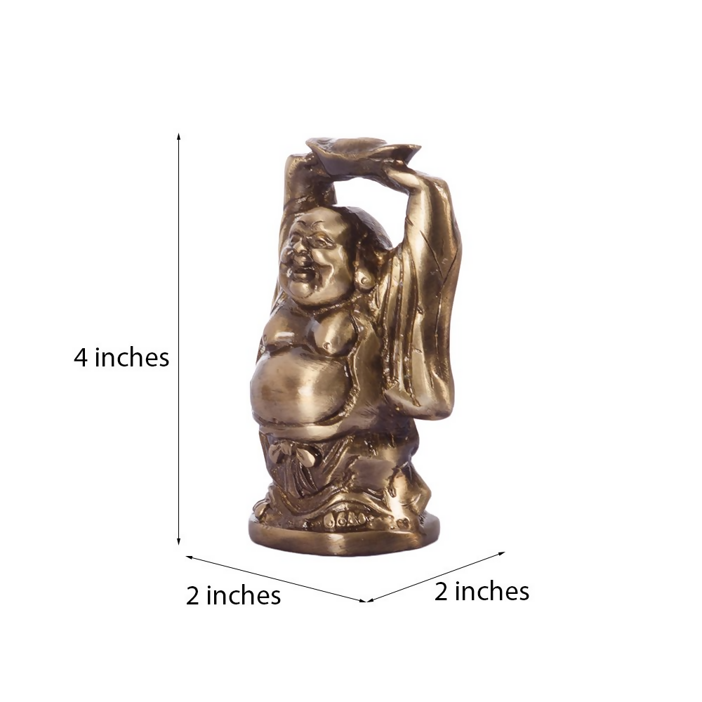 eCraftIndia Antique Finish Laughing Buddha Brass Showpiece - Dista