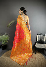 Thumbnail for Joban Fashion Pastel Orange Geometric Pattern Soft Silk Patola Saree - Distacart