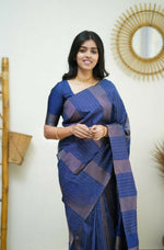 Thumbnail for Partywear Designer Blue Banarasi Silk Fancy Saree - Starwalk - Distacart