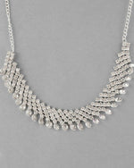 Thumbnail for VOJ Silver Plated AD Stone Studded Necklace With Earrings Jewellery Set - Distacart