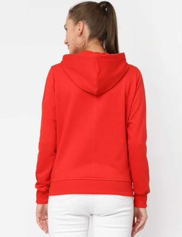 PAVONINE Red Color Casual Winter Wear Hoodie Sweatshirt For Girls - Distacart