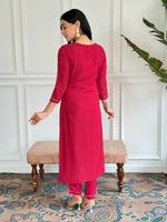 Thumbnail for The52 Floral Rayon Fabric Straight Kurta, Pant and Dupatta Set