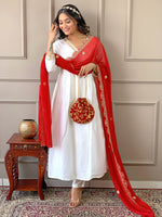 Thumbnail for The52 Women's Gorgeous Embroidery Chandrei Fabric Straight Kurta, Pant and Dupatta Set
