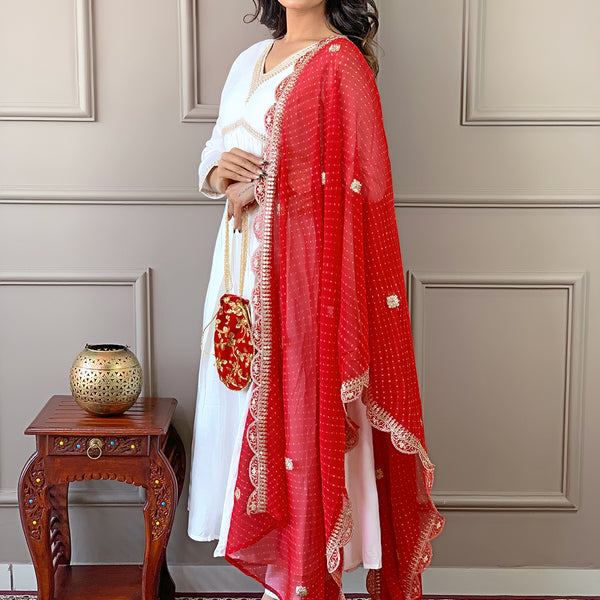 The52 Women's Gorgeous Embroidery Chandrei Fabric Straight Kurta, Pant and Dupatta Set - Distacart