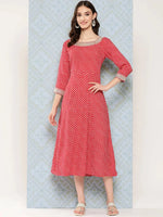 Thumbnail for Yufta Red Ethnic A-Line Maxi Dress