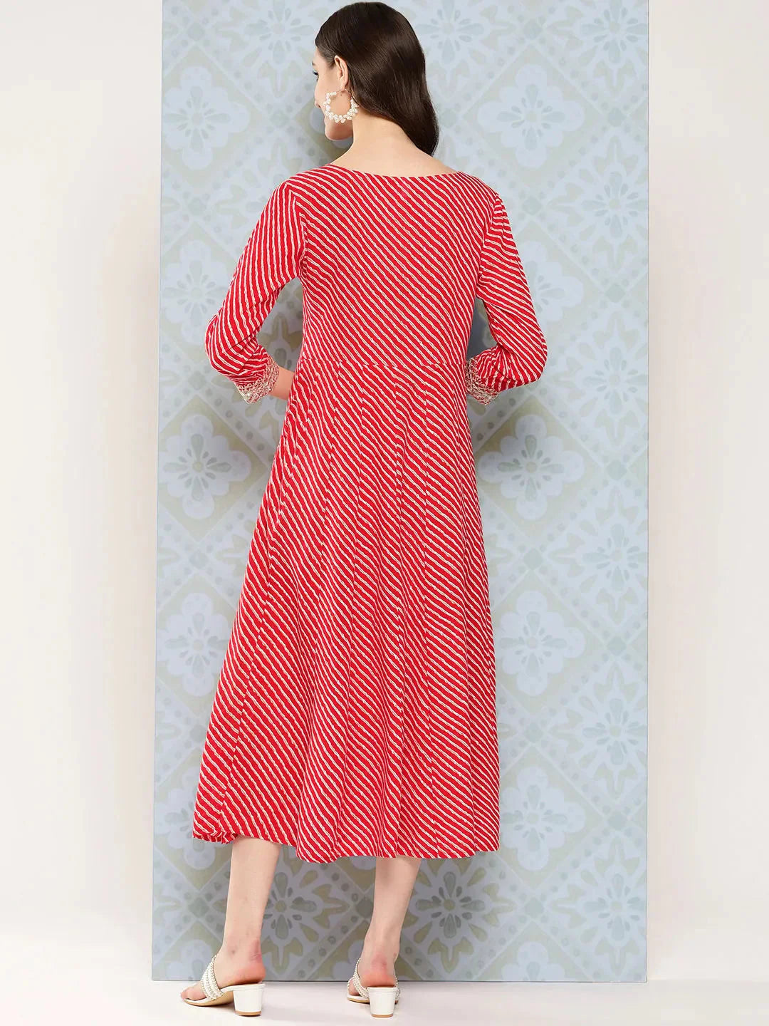 Yufta Red Ethnic A-Line Maxi Dress