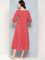Thumbnail for Yufta Red Ethnic A-Line Maxi Dress