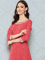 Thumbnail for Yufta Red Ethnic A-Line Maxi Dress