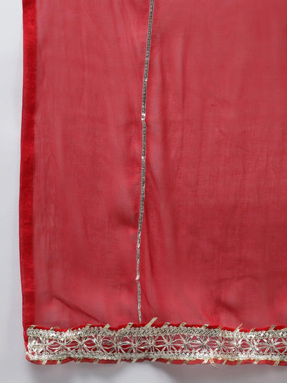Yufta Red Ethnic Motifs Dupatta Set - Distacart