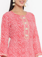 Thumbnail for Yufta Red Printed Kurta