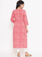 Thumbnail for Yufta Red Printed Kurta