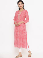 Thumbnail for Yufta Red Printed Kurta