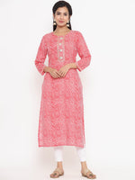 Thumbnail for Yufta Red Printed Kurta
