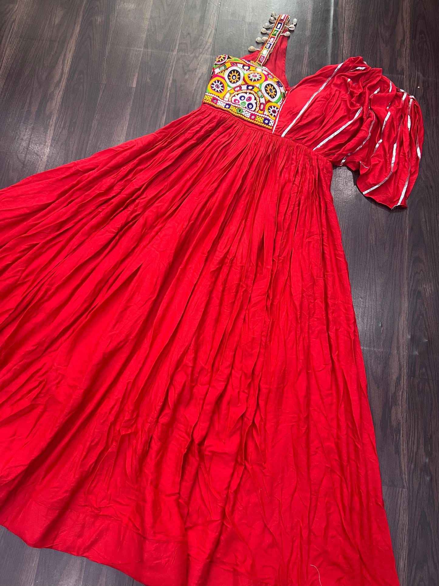 Lorenvalley Red Rayon Fabric with Designer Lace Gown - Distacart