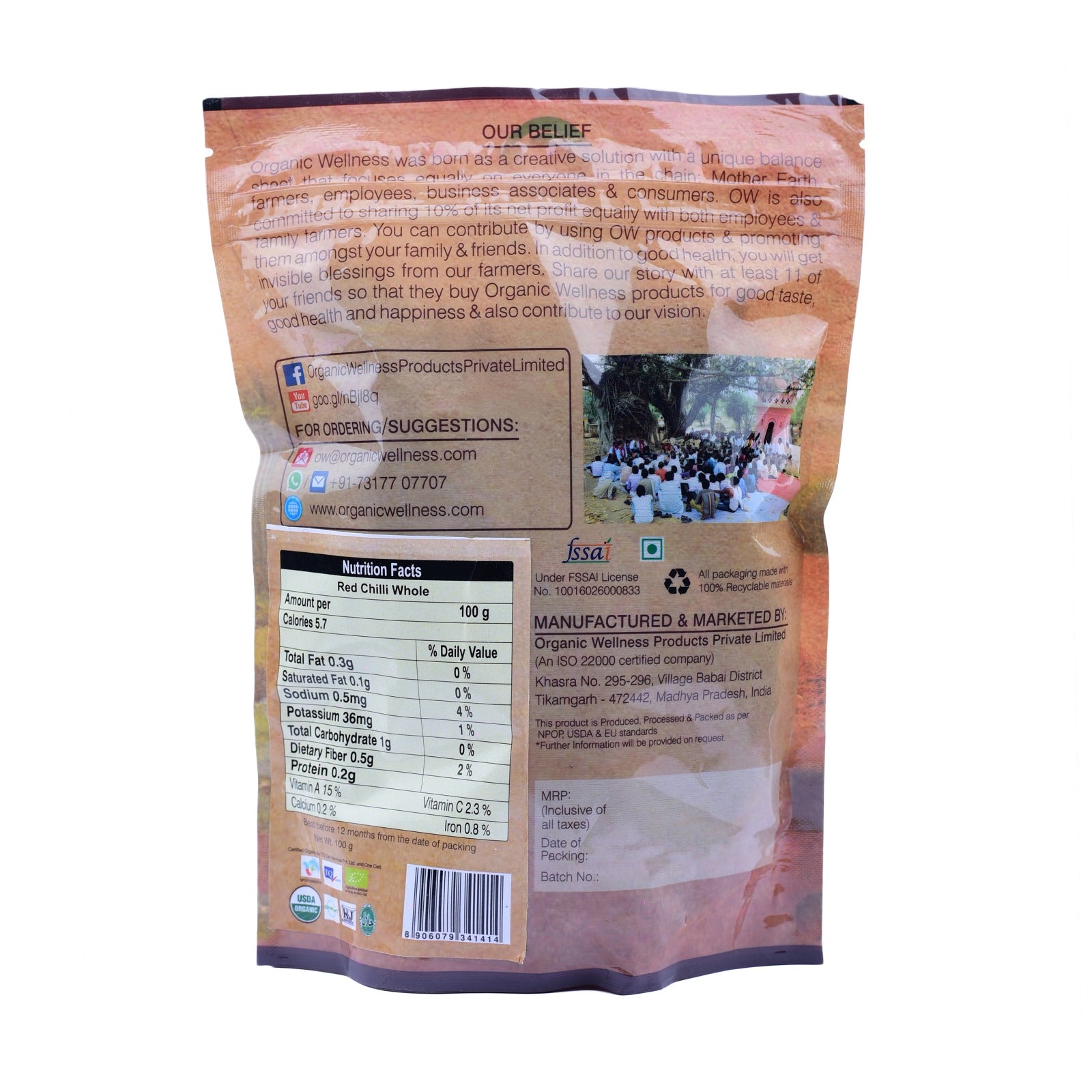 Organic Wellness Red Chilli Whole - Distacart