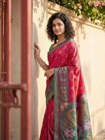 Thumbnail for Anaita Red Pochampally Printed Saree With Blouse - Distacart