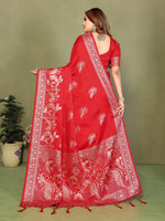 Thumbnail for Anaita Red Zari Butta Work Satin Silk Saree With Blouse - Distacart