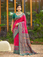 Thumbnail for Anaita Red Soft Silk Saree With Floral Printed Work With Blouse - Distacart