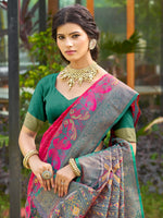 Thumbnail for Anaita Red Soft Silk Saree With Floral Printed Work With Blouse - Distacart