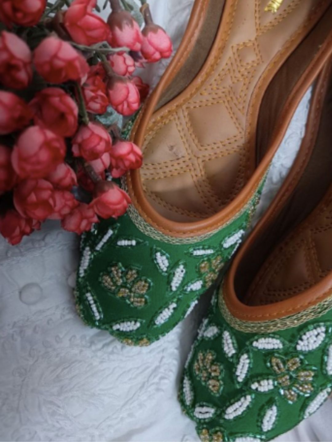 Desi Colour Women Indian Ethnic Footwear-Green Emb - Distacart