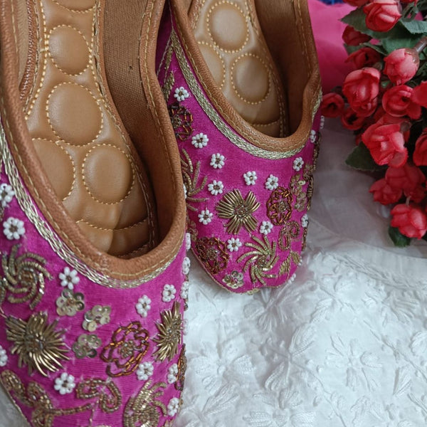 Desi Colour Women Indian Ethnic Footwear-Party Wear Pink Dabka Work - Distacart