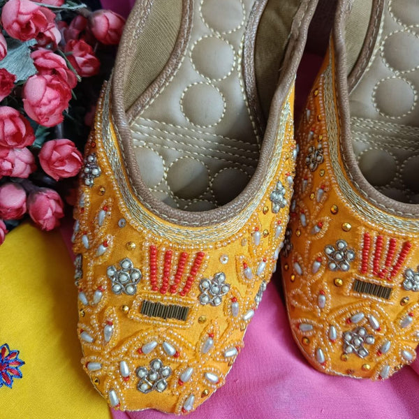 Desi Colour Women Indian Ethnic Footwear-Party Wear Orange Pearl - Distacart