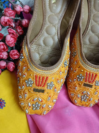 Thumbnail for Desi Colour Women Indian Ethnic Footwear-Party Wear Orange Pearl
