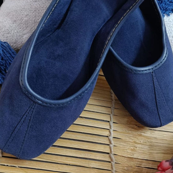 Desi Colour Women Indian Ethnic Footwear-Basic Suede -Blue - Distacart