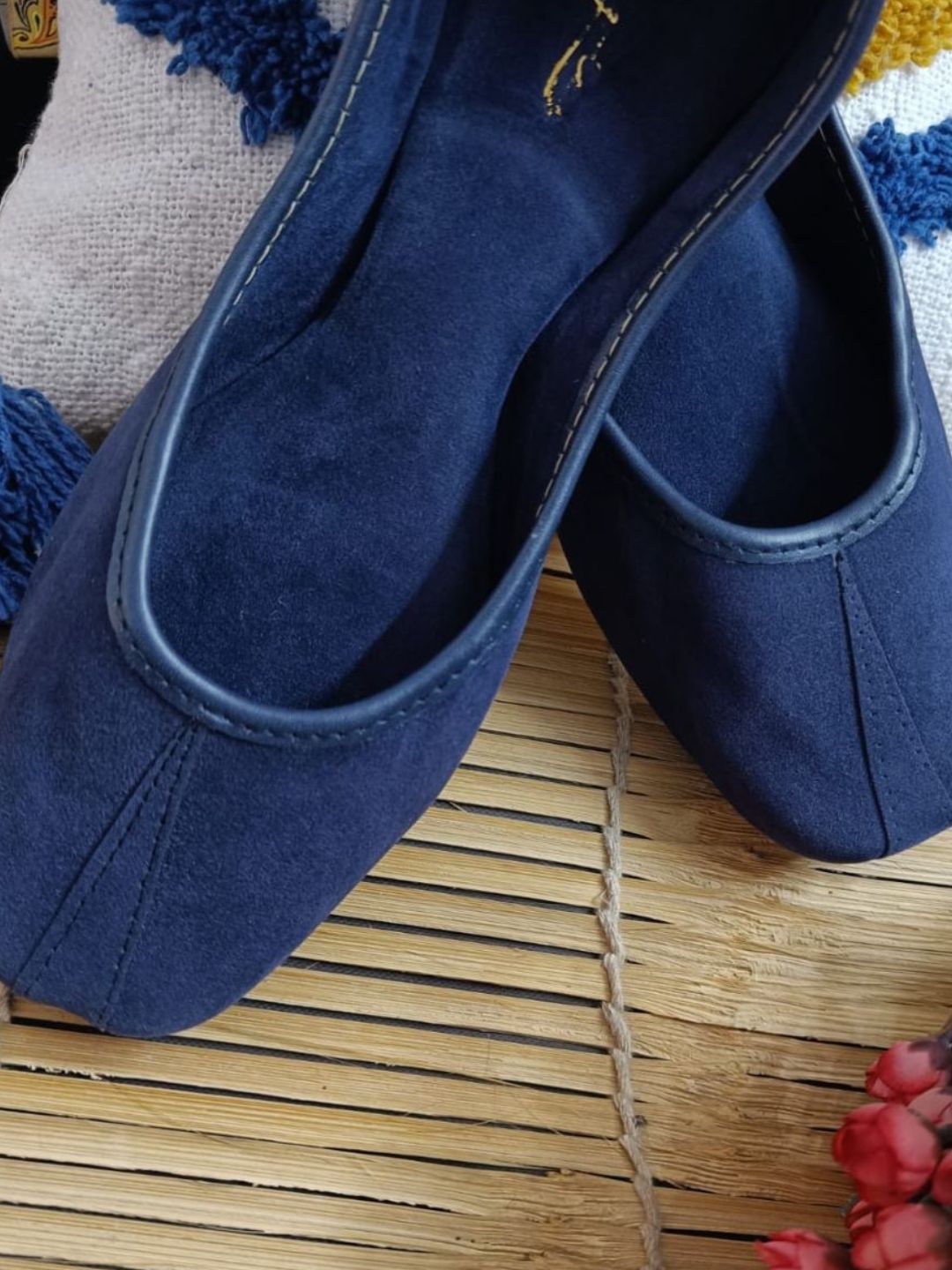 Desi Colour Women Indian Ethnic Footwear-Basic Suede -Blue - Distacart