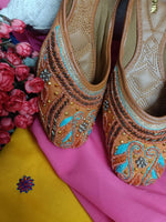 Thumbnail for Desi Colour Women Indian Ethnic Footwear-Party Wear Orange Pearl Work