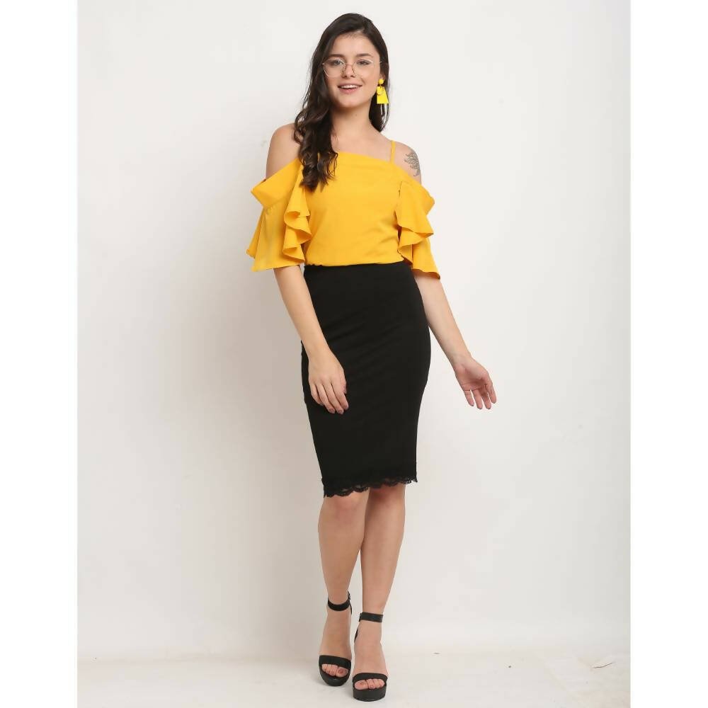 Aastha Fashion Women's Yellow Polyester Solid Casual Top - Distacart