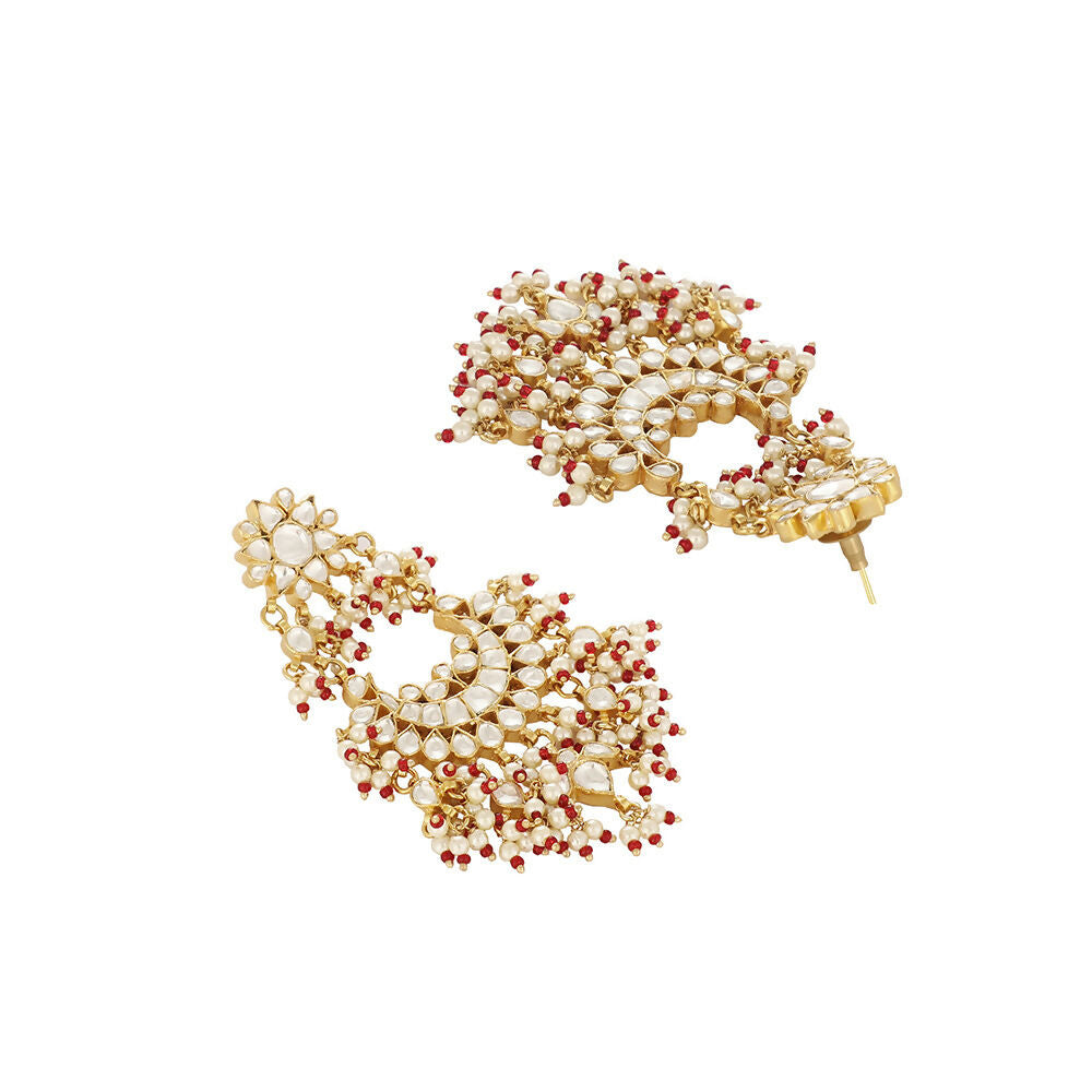 Nuyug 22K Gold Plated Pearl Empress Chandbali Earrings