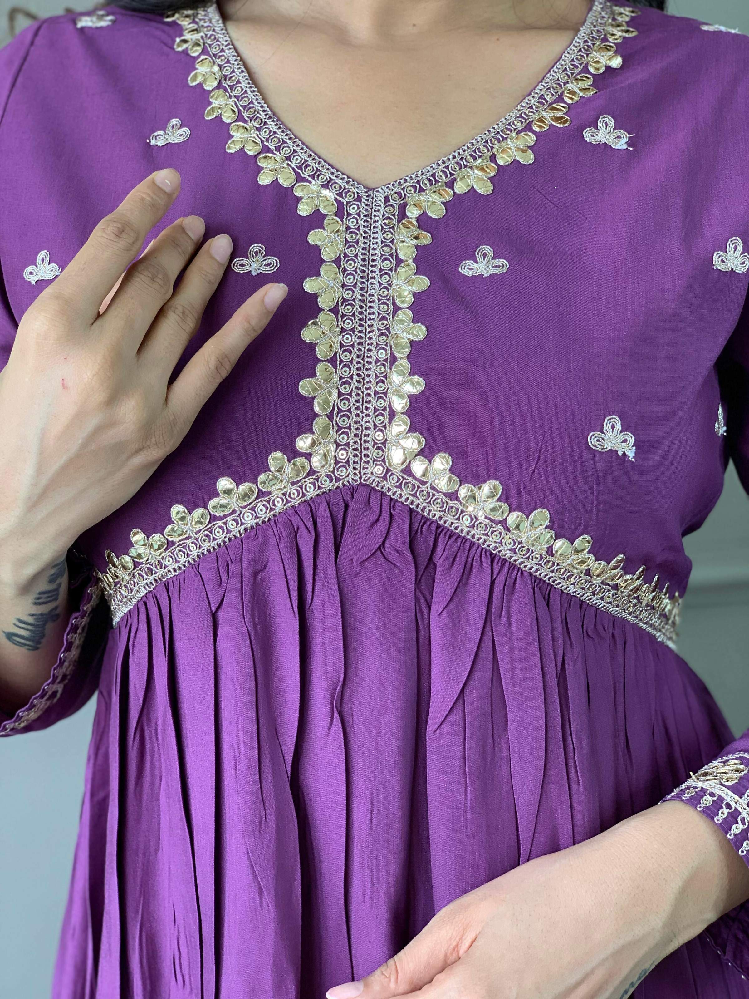 Partywear Designer BSY Viscose Purple Stitched Suit With Dupatta - Tanisha - Distacart