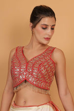 Thumbnail for Joban Fashion Silk Zari And Sequence Work Padded Blouse - Red