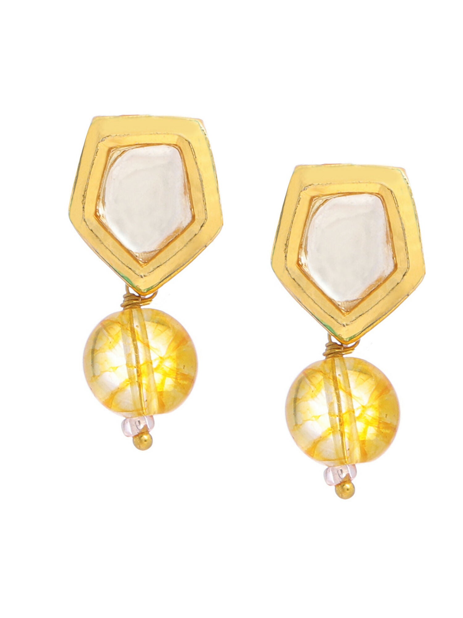 Ruby Raang Yellow Citrine Kundan Studs
