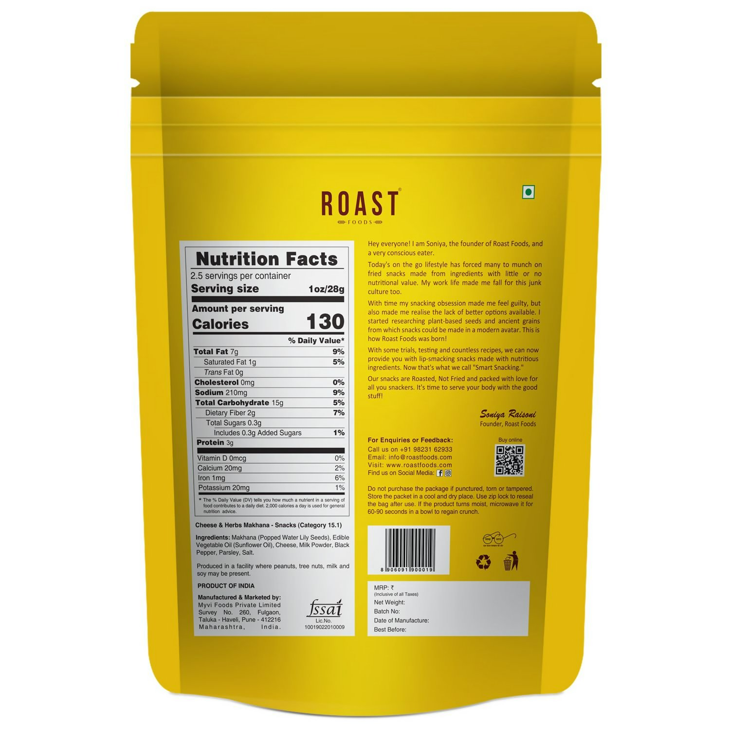 Roast Foods Makhana Cheese and Herbs