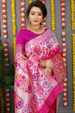 Thumbnail for Jyoti Fashion Women's Rani Pink Banarasi Silk Zari Woven Saree with Blouse - Distacart
