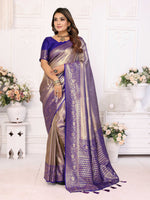 Thumbnail for Aastha Fashion Royal Blue Tissue Silk Weaving Saree - Distacart