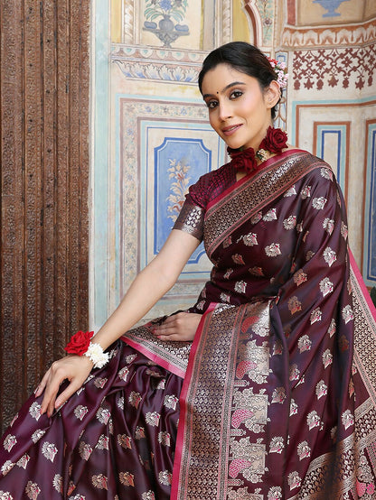 Shree Shyam Fashion Purple Silk Saree - Distacart