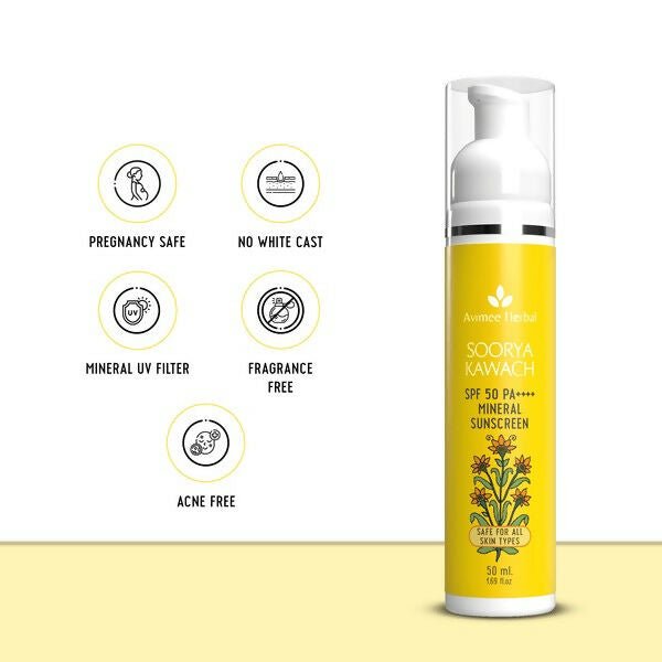 Avimee Herbal Soorya Kawach SPF50 PA++++ 100% Mineral Sunscreen - Distacart