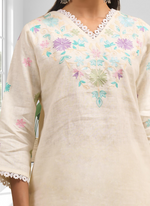 Thumbnail for Joban Fashion Cream Linen Embroidered Readymade Cord Set - Distacart