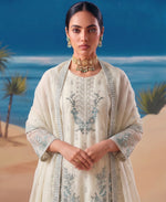 Thumbnail for KC Heavy Chiffon Silk White Hand Embroidered Straight Suit For Women Wedding - Dista