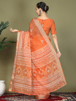 Thumbnail for Astita Cotton Orange Saree