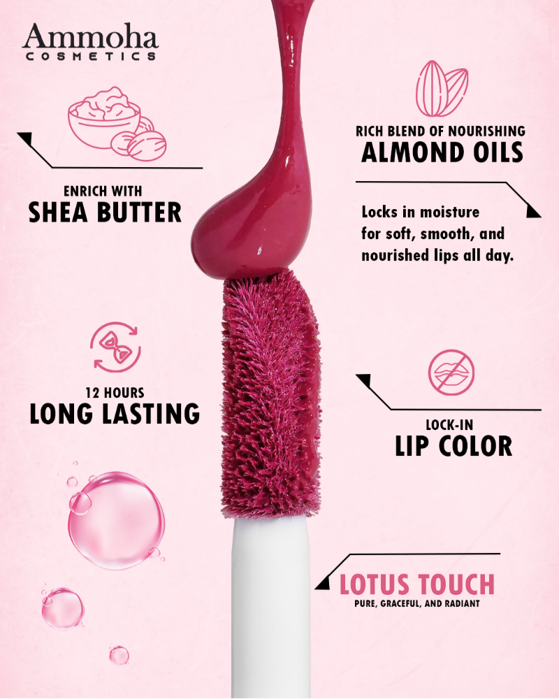 Ammoha Cosmetics Long-Lasting, Matte-Finished Lotus Touch Color Liquid Lipstick - Distacart