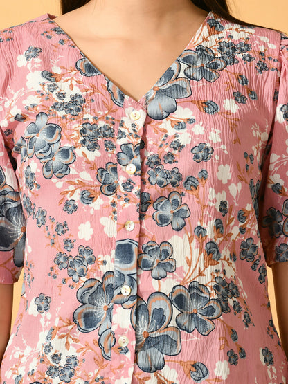 Myshka Women's Pink Printed Party Top - Distacart