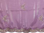 Thumbnail for Vastranavya Lavender Embroidery Work Shimmer Chiffon Saree with Unstitched Blouse