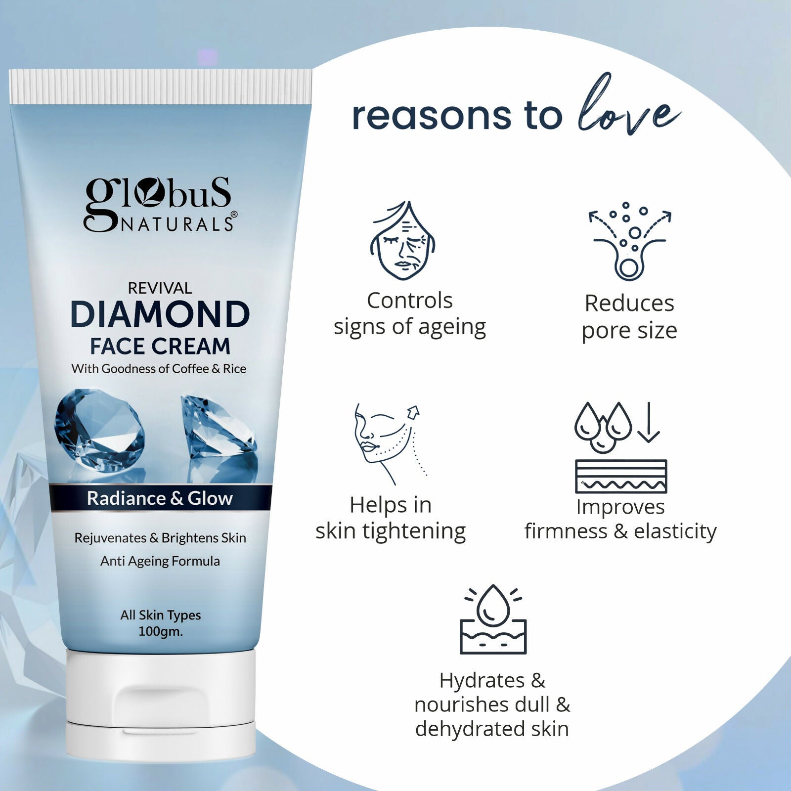 Globus Naturals Revival Diamond Face Cream, Suitable For All Skin Types - Distacart